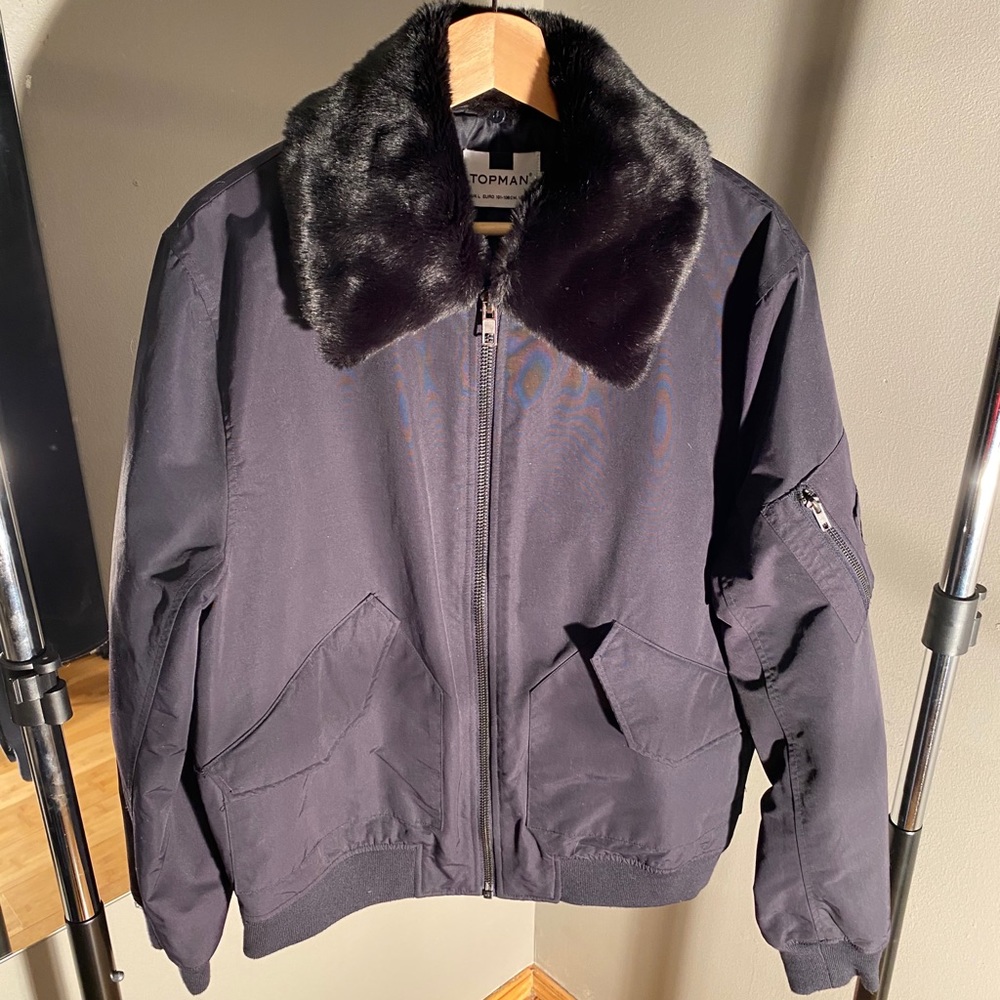 Topman Faux Fur bomber jacket